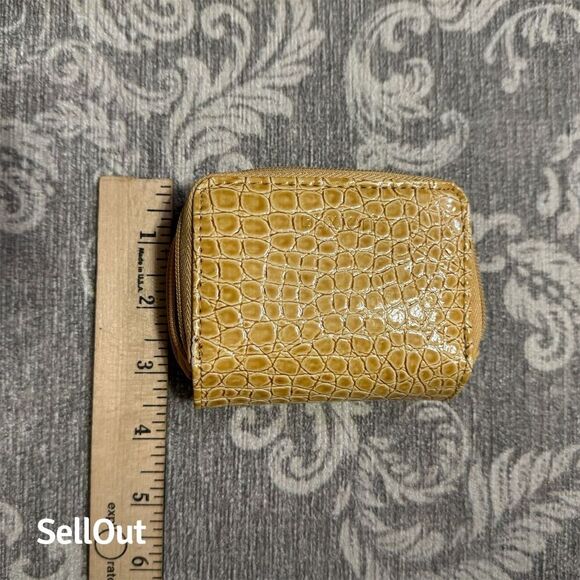 Vintage Buxton Leather Slim Fold Wallet Yellow Unisex Card Holder - Picture 4 of 6